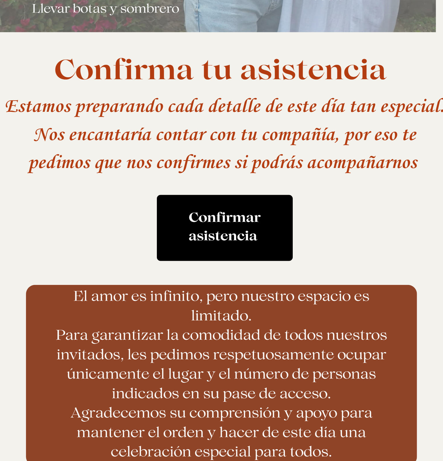 Confirma tu asistencia y Control de invitados